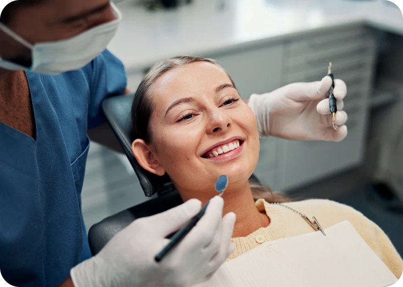 Patient at dental clinic smiling